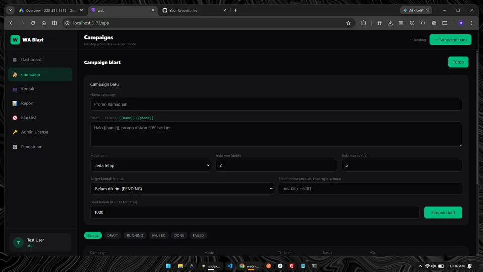 Add new campaign form