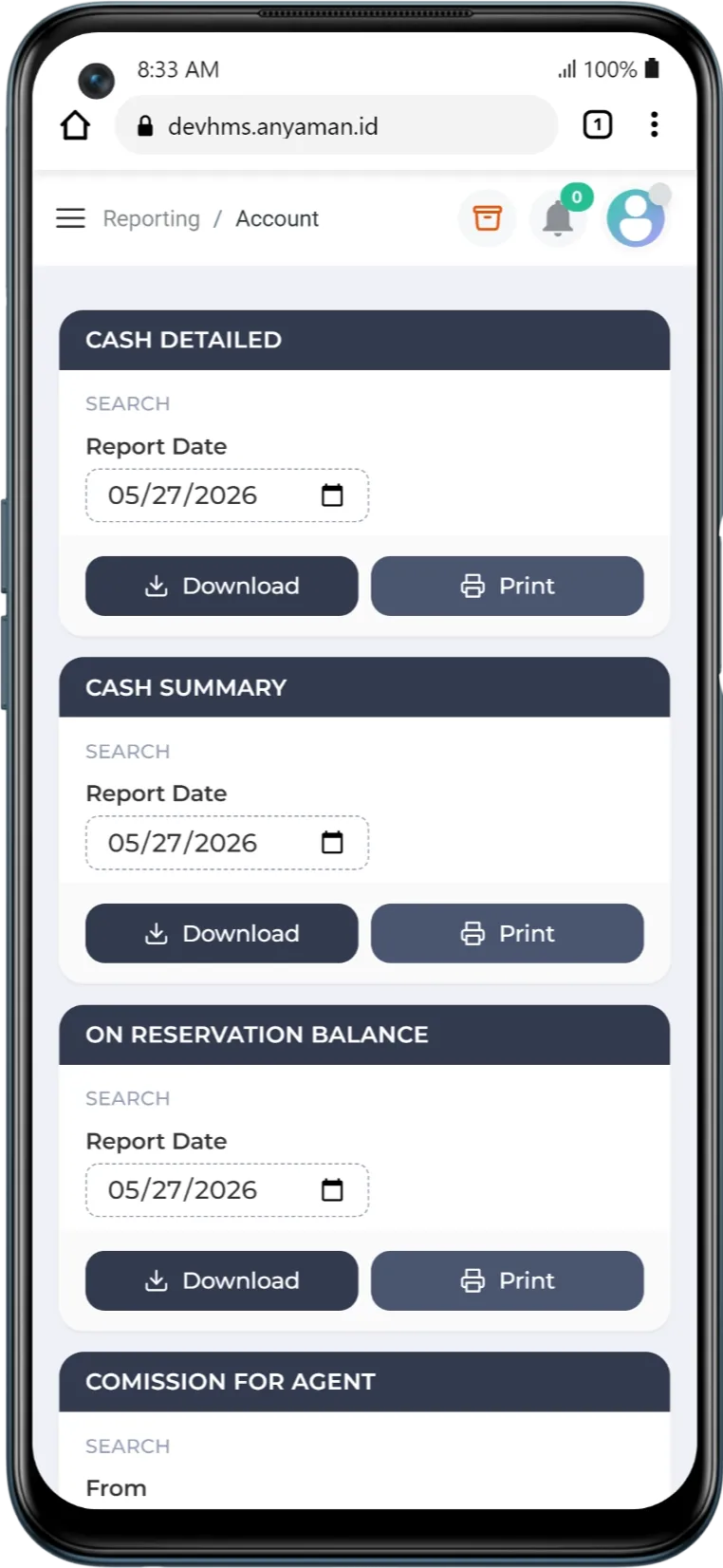 Mobile app dashboard screenshot 3